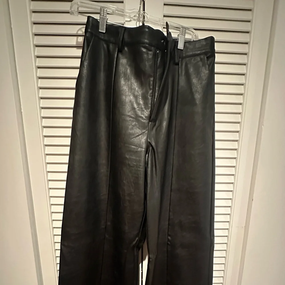 Bardot Wide Leg Black Marlowe Pleather Pants - Picture 1 of 4